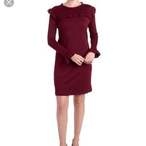 Philosophy Burgundy Dress with tiny ruffle detail